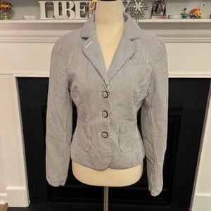 ⚓ Ann Taylor LOFT Navy & White Seersucker Blazer — Size 4